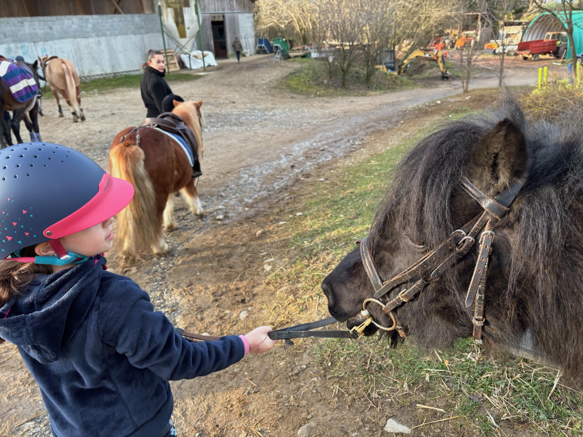 Young rider learning basic position